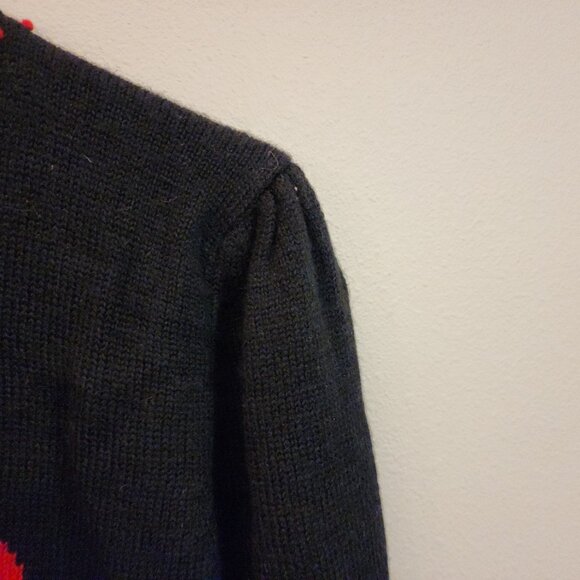 VTG Handknit Mock Neck Sweater Wool Size M Flower Ribbon Whimsical Fairy Grunge - Picture 6 of 16